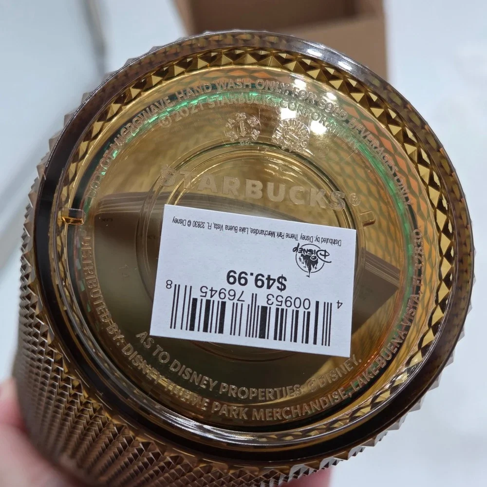 NEW Starbucks‎ Disney World 50th Anniversary Tumbler Gold Studded Reusable Cup